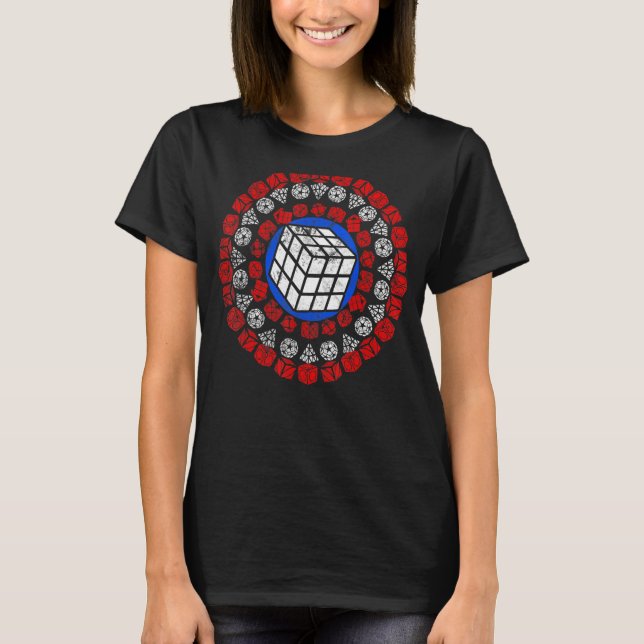 Camiseta Engraçado Capitão Cuber Speed Cortando Quebra-cabe (Frente)