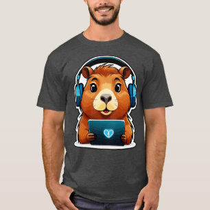 Camiseta Engraçado Capybara com Computador