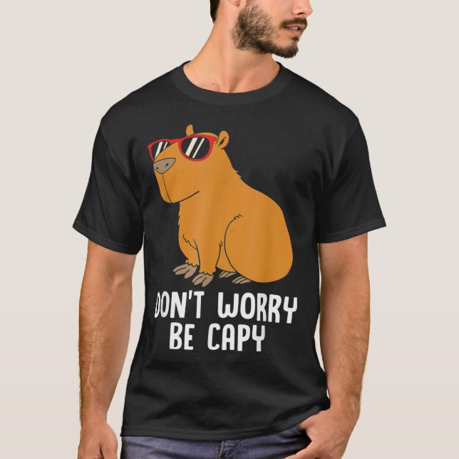 Camiseta Engraçado Capybara Para Crianças Não Se Preocupe D (Frente)