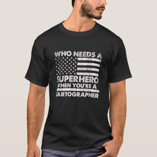Camiseta Engraçado Cartógrafo Super Herói Vintage Tee For M