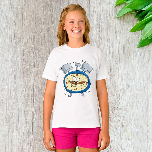 Camiseta Engraçado Cartoon Alarm Clock Quirky Acordando (Criador carregado)
