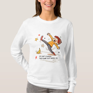 Camiseta Engraçado Cartoon Banana Peel "Eu não sou desajeit
