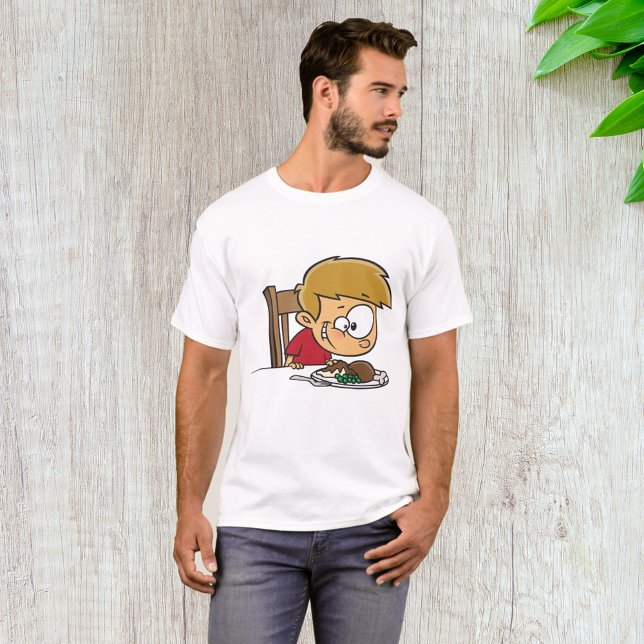 Camiseta Engraçado Cartoon Boy animado para Janta (Criador carregado)