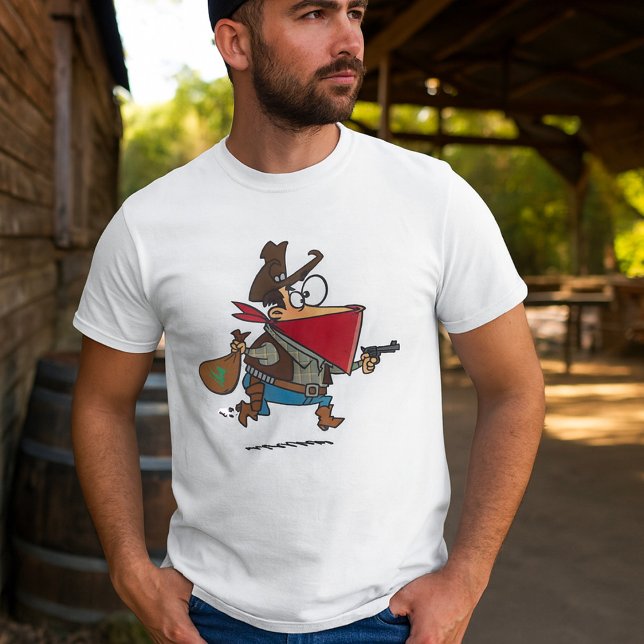 Camiseta Engraçado Cartoon Cowboy Bandit Robber (Criador carregado)