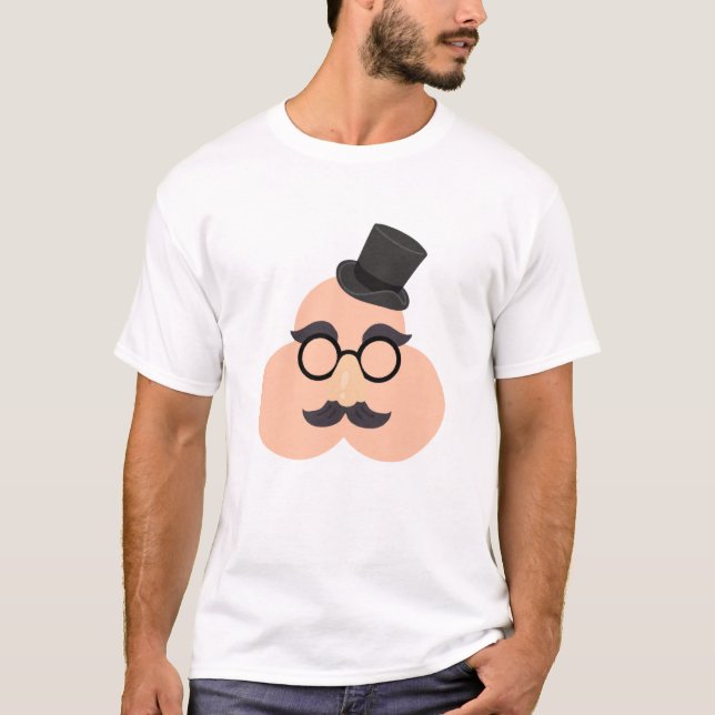 Camiseta Engraçado Cartoon Disguise Face. (Frente)