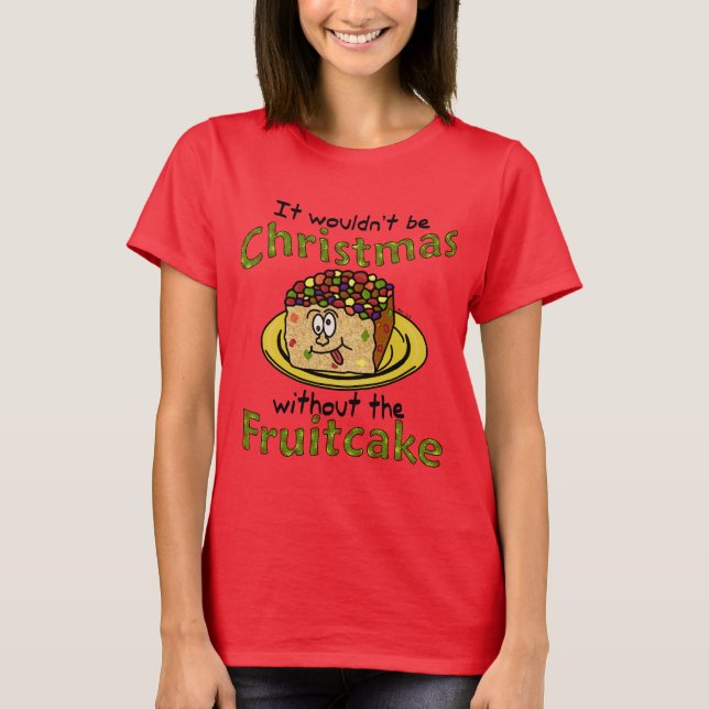 Camiseta Engraçado Cartoon Fruitcake de Natal (Frente)