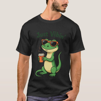 Camiseta Engraçado Cartoon Lizard Meme T-Shirt Apenas Vibin