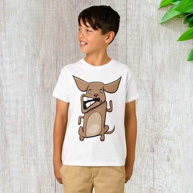 Camiseta Engraçado Cartoon Louco Cachorro Hilarious Cute Pe (Criador carregado)