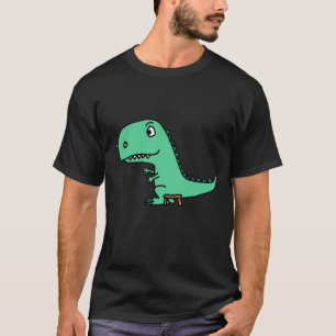 Camiseta Engraçado Cartoon Verde do Dinossauro