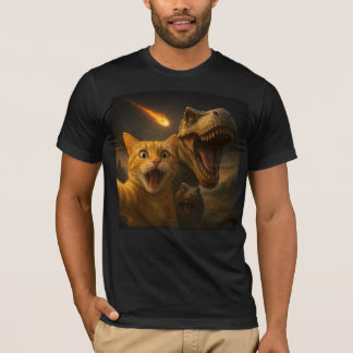 Camiseta Engraçado Cat Dino Selfie Meteor Meme Surreal Apoc