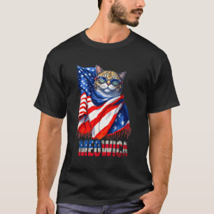 Camiseta Engraçado Cat Meowica 4 De Julho Mulheres Usa Band