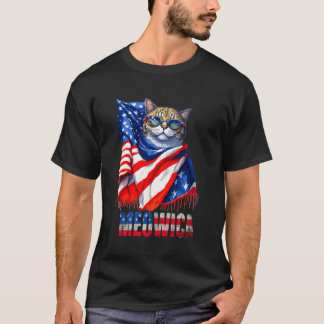 Camiseta Engraçado Cat Meowica 4 De Julho Mulheres Usa Band