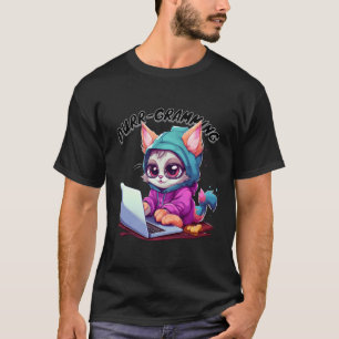 Camiseta Engraçado Cat Pun Tech Savvy Kitten Programação Pu