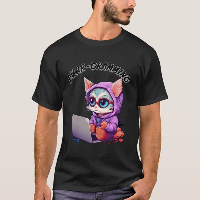 Camiseta Engraçado Cat Pun Tech Savvy Kitten Programação Pu (Frente)