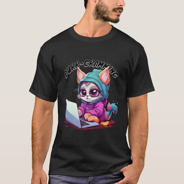 Camiseta Engraçado Cat Pun Tech Savvy Kitten Programação Pu (Frente)