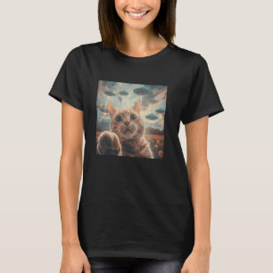 Camiseta Engraçado Cat Selfie com o meme do gato OVNIs