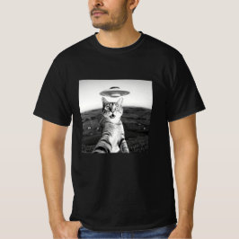 Camiseta engraçado Cat Selfie com OVNI de Alienígena