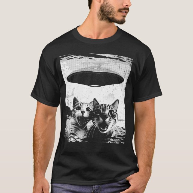 Camiseta Engraçado Cat Selfie OVNI Gato Lover (Frente)