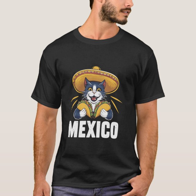 Camiseta Engraçado Cat Taco Lover Mariachi Music México (Frente)
