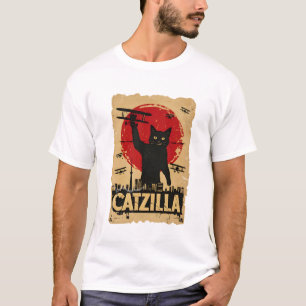 Camiseta Engraçado Catzilla Cat, Cat Parody
