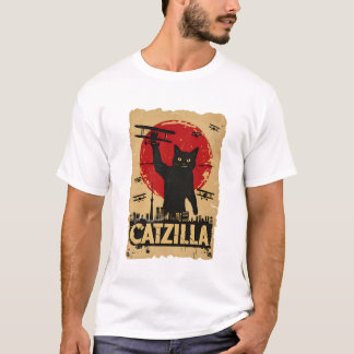 Camiseta Engraçado Catzilla Cat, Cat Parody