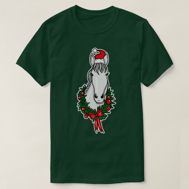 Camiseta Engraçado Cavalo de Natal (Frente do Design)