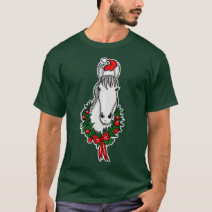 Camiseta Engraçado Cavalo de Natal