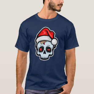 Camiseta Engraçado Caveira de Natal, Estilo de Cartoon