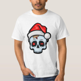 Camiseta Engraçado Caveira de Natal, Estilo de Cartoon