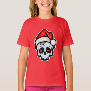 Camiseta Engraçado Caveira de Natal, Estilo de Cartoon