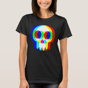Camiseta Engraçado Caveira Trippy Vaporwave Halloween Techn