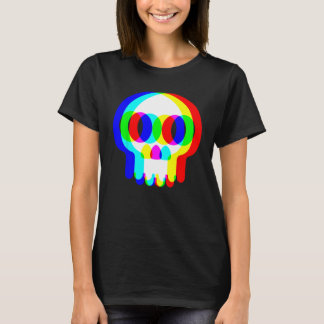 Camiseta Engraçado Caveira Trippy Vaporwave Halloween Techn