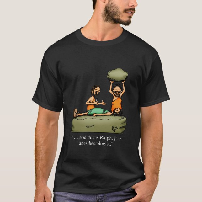 Camiseta Engraçado Caveman Anestesiologista Cartoon T-Shirt (Frente)
