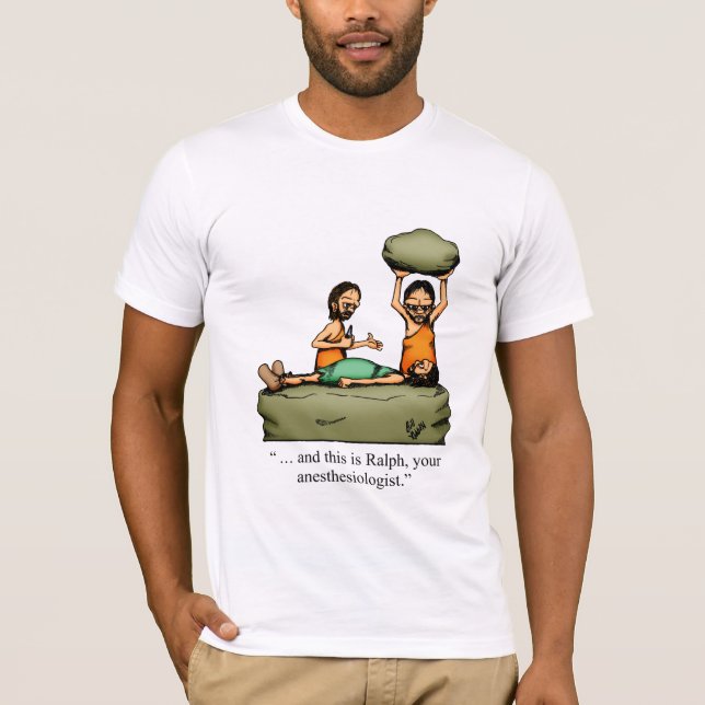 Camiseta Engraçado Caveman Anestesiologista Cartoon T-Shirt (Frente)
