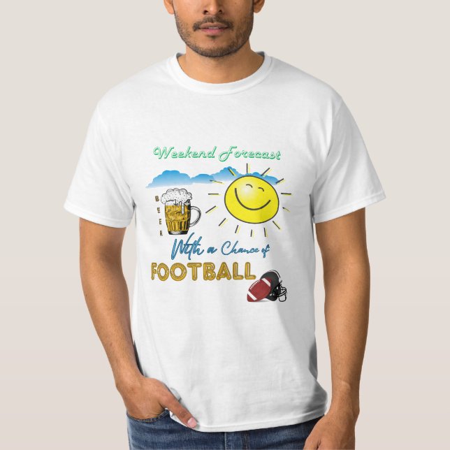 Camiseta ENGRAÇADO! Cerveja e futebol - Previsão de final d (Frente)