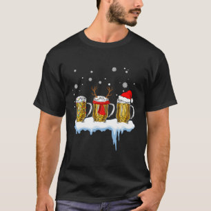 Camiseta Engraçado Cerveja Veado Papai Noel Hat Presente No