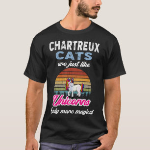 Camiseta Engraçado Chartreux Cats Design Retro Unicorn Vint