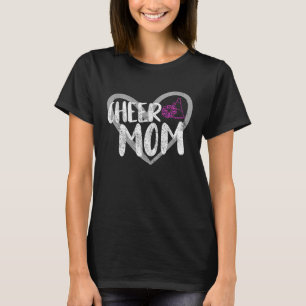 Camiseta Engraçado Cheer Mãe Coração Cheerleader de Cheerhe