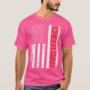Camiseta Engraçado Cheer Pai Americano Bandeira Cheerhead