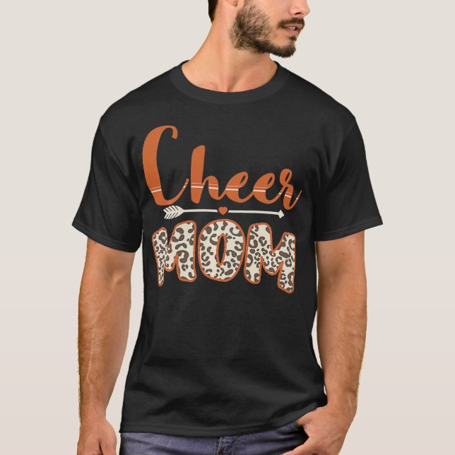 Camiseta Engraçado Cheerhead Mãe Leopard Cheetah Impressão  (Frente)