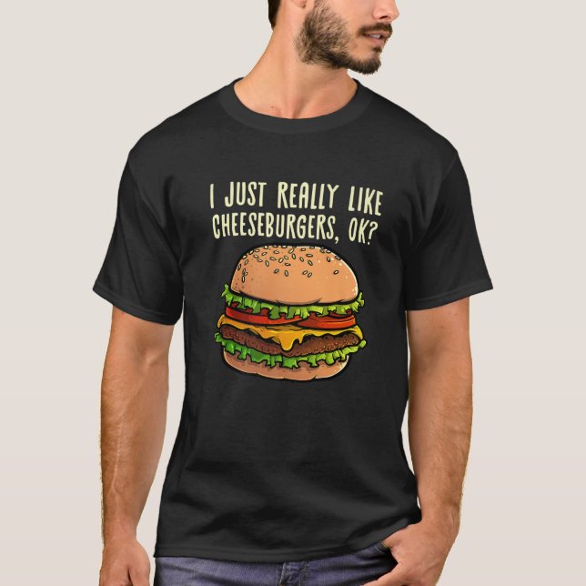 Camiseta Engraçado Cheeseburger Hamburger Design Burger Lov (Frente)