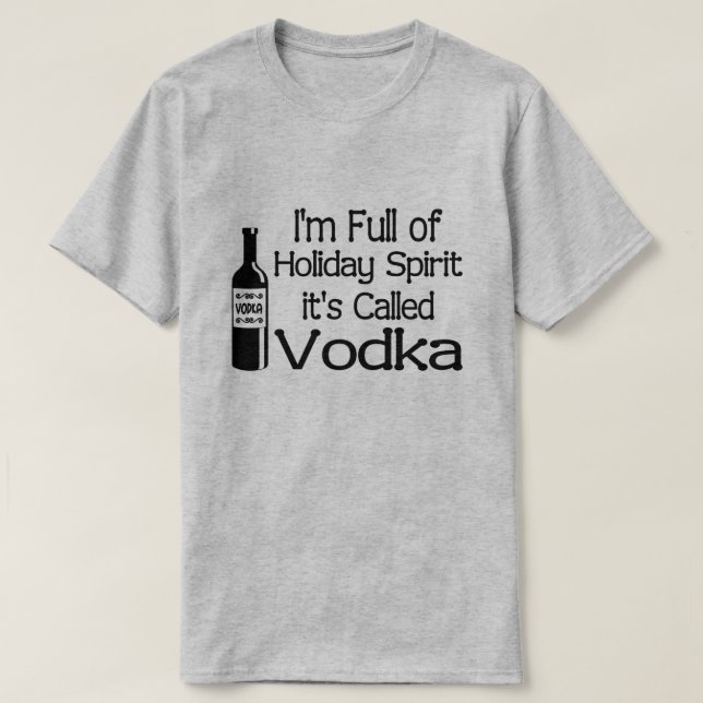 Camiseta Engraçado Cheio de Natal Vodka Spirit (Frente do Design)