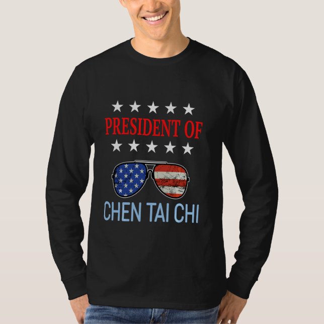Camiseta Engraçado Chen Tai Chi A Curar A Bandeira American (Frente)