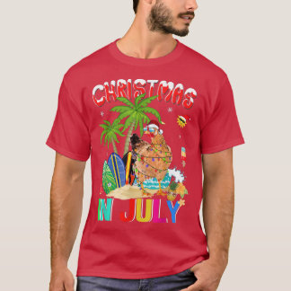 Camiseta Engraçado Chiecken em Santa Hat Óculos escuros Nat