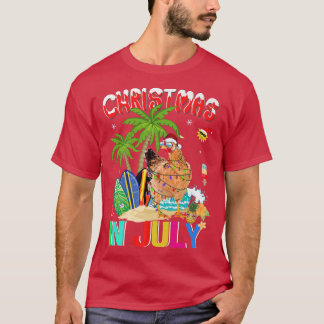 Camiseta Engraçado Chiecken em Santa Hat Óculos escuros Nat