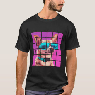Camiseta Engraçado Chihuahua Cachorro Vaporwave