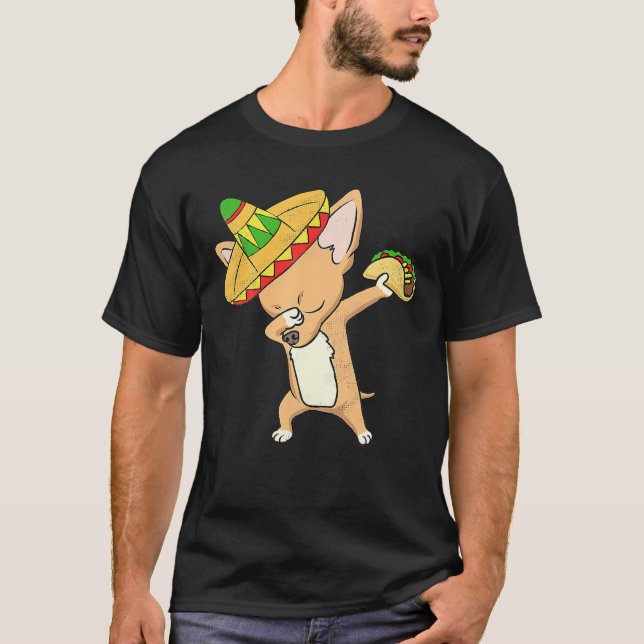 Camiseta Engraçado Chihuahua Dog Taco Dabbing Cinco de (Frente)