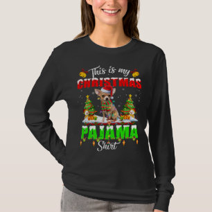 Camiseta Engraçado Chihuahua Natal Pajama Santa Hat Xmas