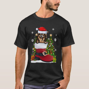 Camiseta Engraçado Chihuahua no Natal Santa Hat Feio Calçad