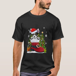 Camiseta Engraçado Chihuahua no Natal Santa Hat Feio Calçad